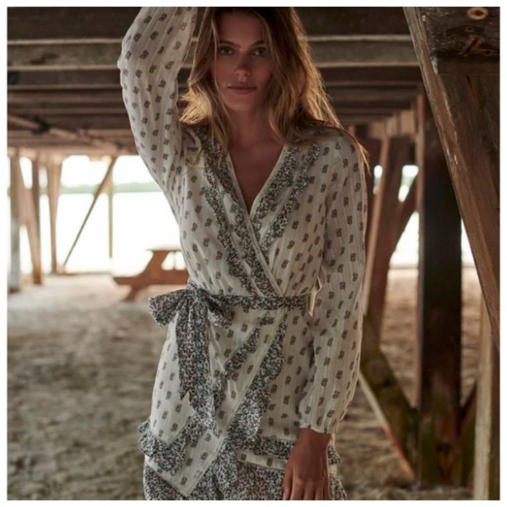 Veronica Beard Kierra Ruffled Floral-Print Cotton-Voile Mini Wrap Dress